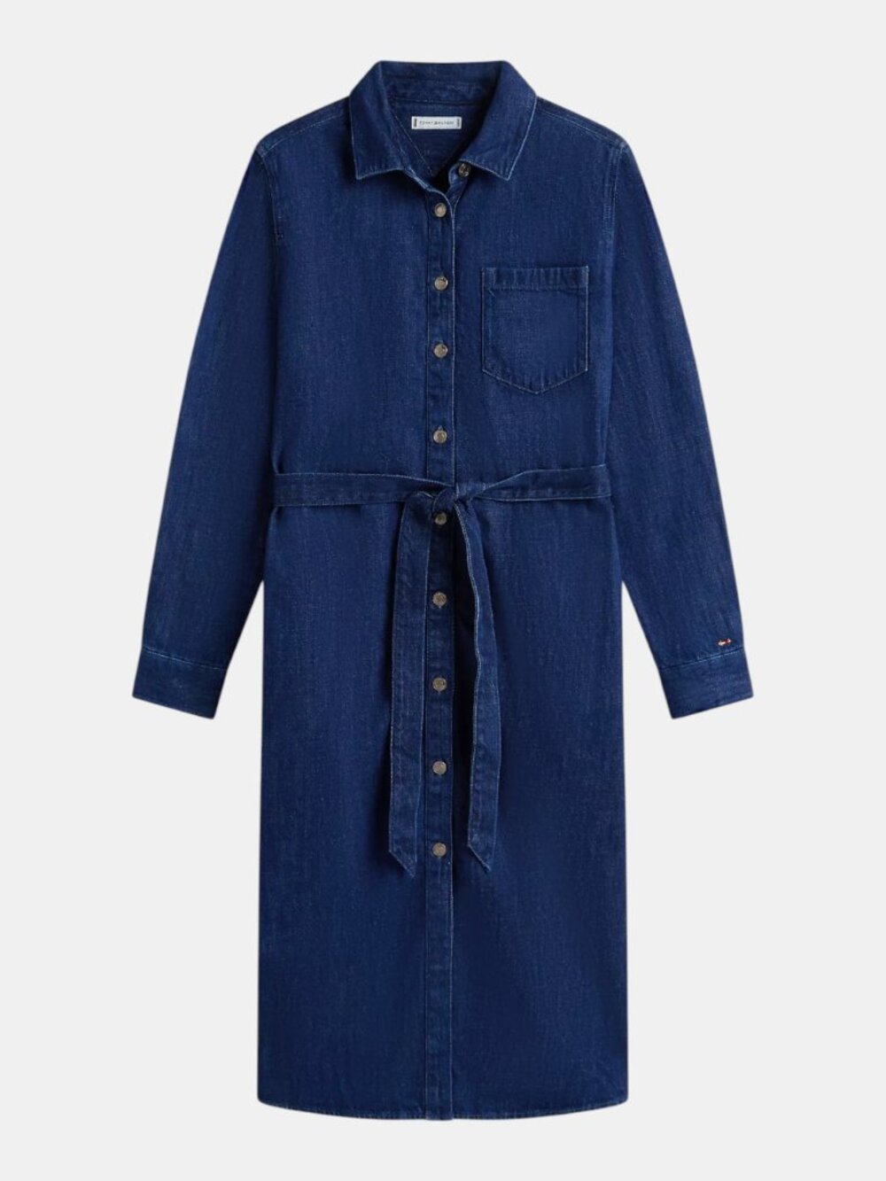 NWT TOMMY HILFIGER DENIM BELTED SHIRTDRESS BUTTON FRONT MIDI SIZE L - Picture 5 of 7